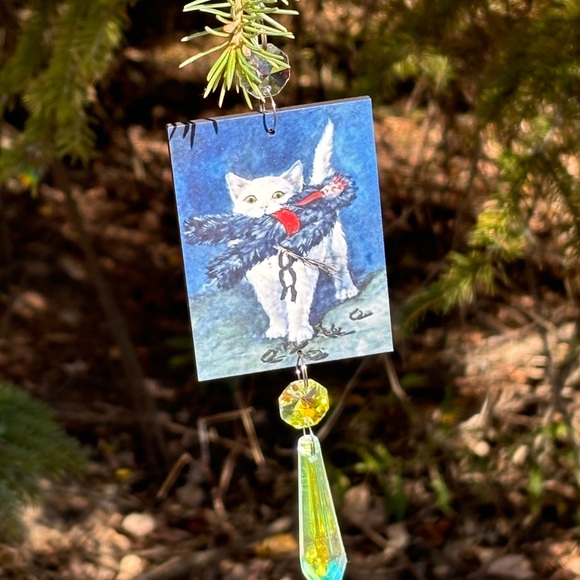 Krampus cat Ornament, retro krampus postcard reproduction ornament, creepmas - Picture 6 of 10